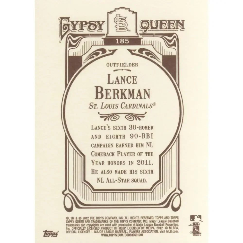 2012 Topps Gypsy Queen Lance Berkman # 185 St. Louis Cardinals